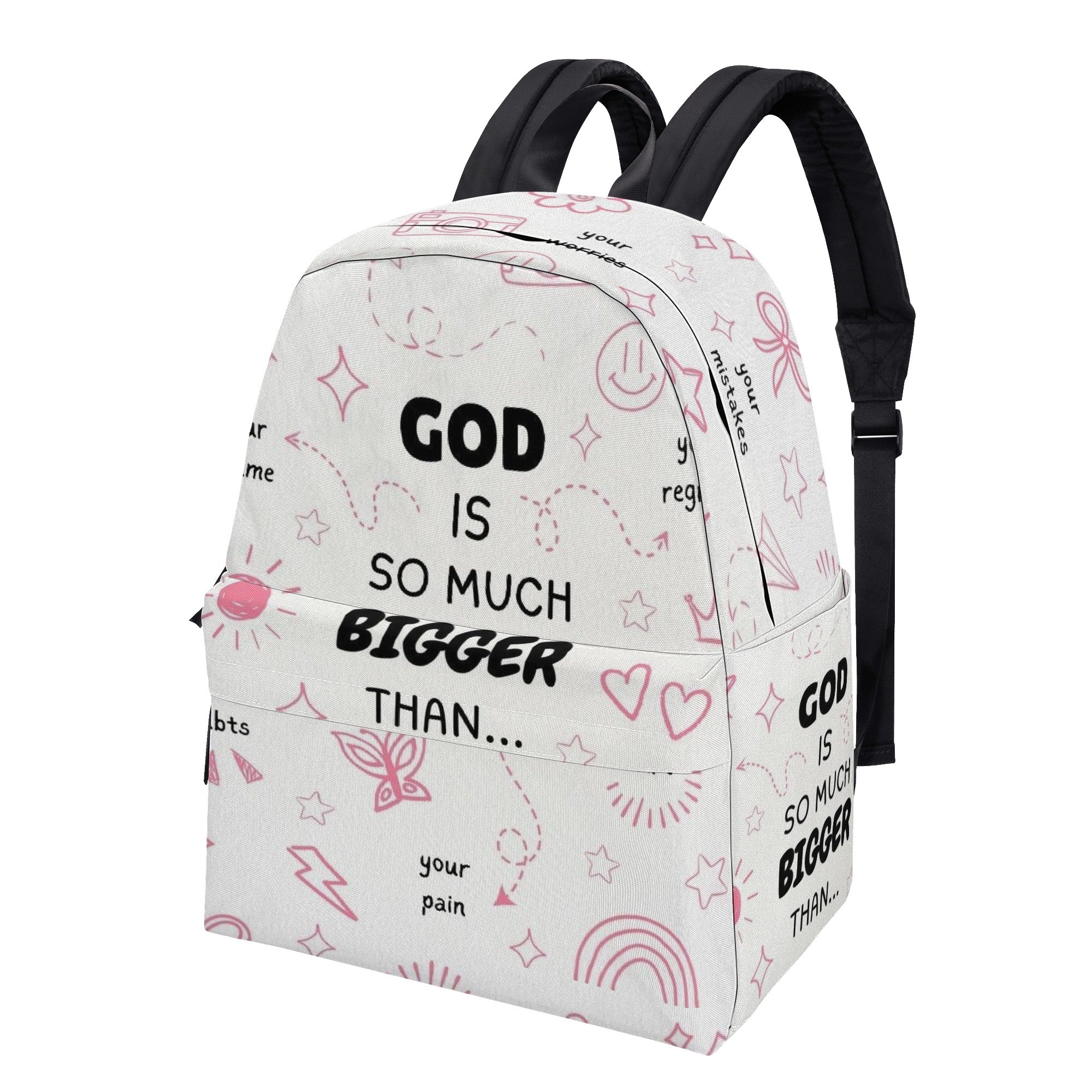 God Is Good So Much Bigger Than Backpack, Christian Faith Backpack, Inspirational Bible Verse Backpack, Overcome Doubts and Pain School Bag, Motivational Religious Gift.PLAF56